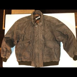 Viaggio Mens XL Brown Leather Bomber Jacket